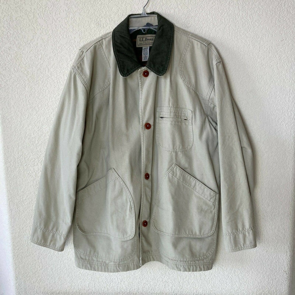 LL Bean Canvas Plaid Lined Chore Barn Coat Jacket